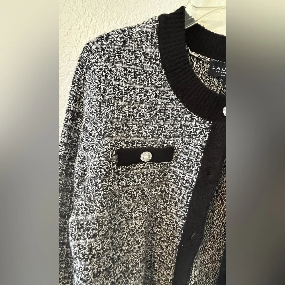 Laundry by Shelli Segal Faux Pearl Cardigan SZ L‎